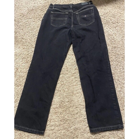 TOMMY HILFIGER Vintage 90s Straight Leg Black Denim Jeans Womens 14 L\33 - Picture 7 of 11